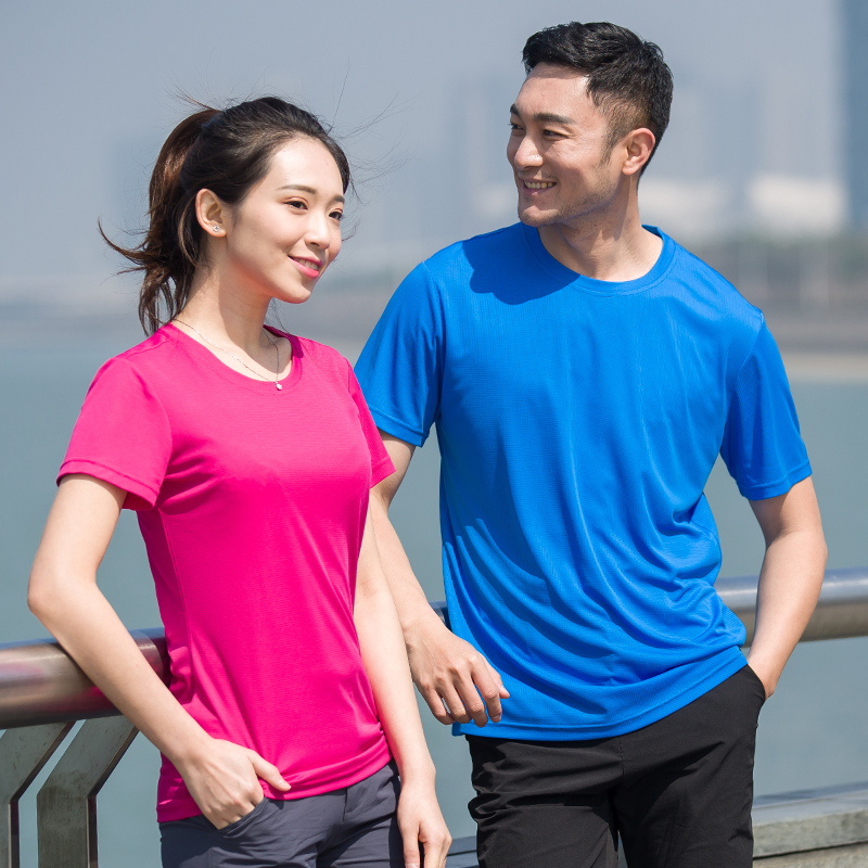 户外速干衣男f夏跑步健身短袖吸汗快干透气圆领运动休闲大码T恤女