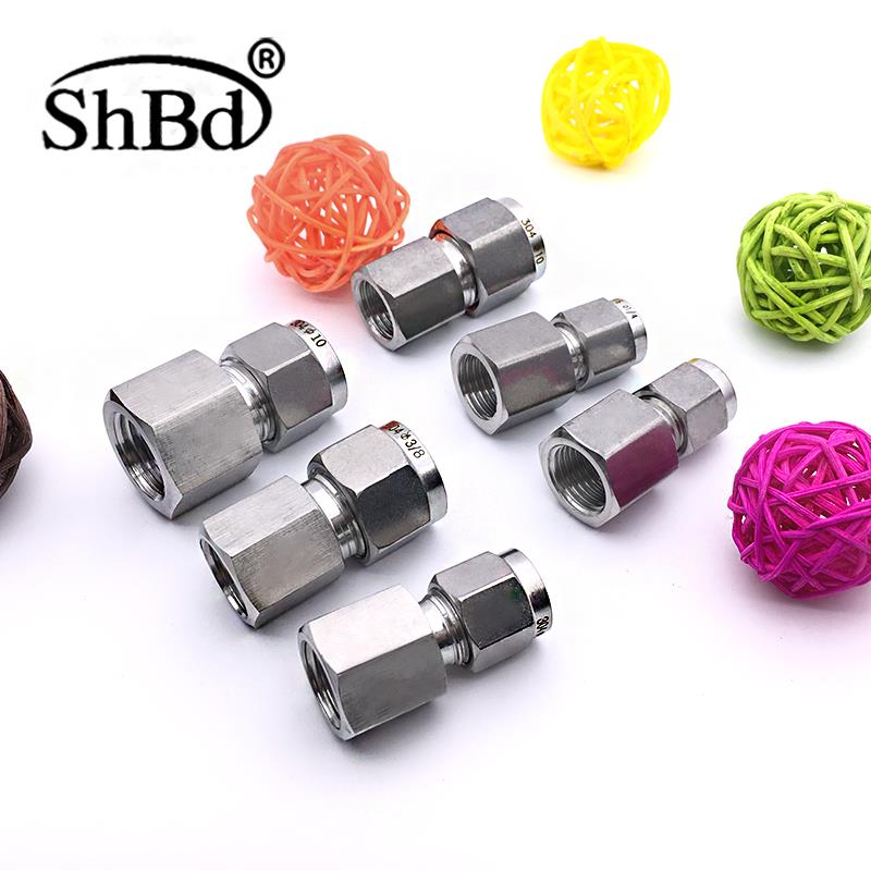 内螺纹卡套直通2分-Ф3,6,8双卡套直通接头不锈钢304内丝卡套接头