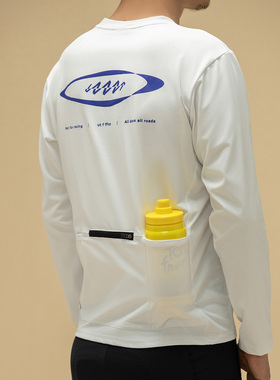 GIIKOM ut. f. ffice.印花3口袋长袖骑行T恤速干防晒骑行服通勤