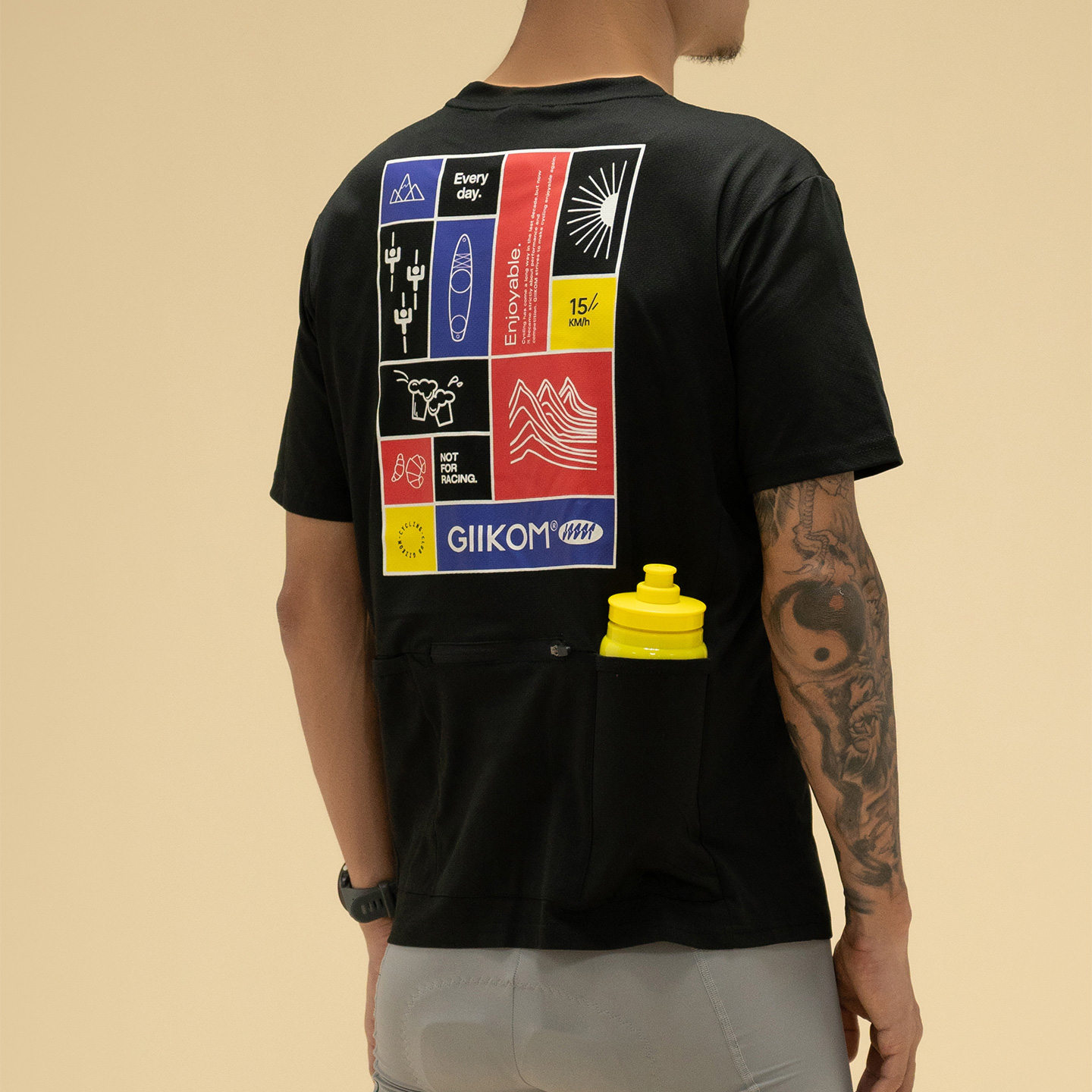 GIIKOM棘刻not for racing拉链3口袋骑行服防晒速干休闲通勤T恤