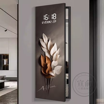 家大业大轻奢隐形穿衣镜壁画创意玄关装饰画LED钟表隐藏式全身镜