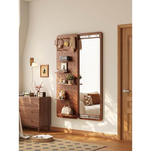 洞洞板穿衣镜隐形可关闭推拉全身镜壁挂式家用玄关挂墙大试衣镜子