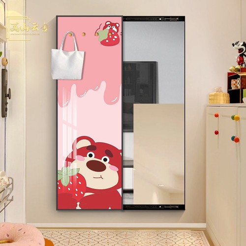 带挂钩可关闭推拉全身镜装饰画隐形现代卧室衣帽间暗藏穿衣镜子画