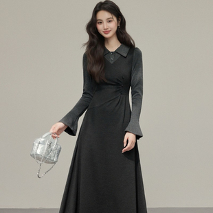 冷淡系独特别致裙子 新款 法式 复古针织连衣裙高级感女春秋季