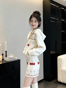 新款 2025新款 女秋季 复古学院风套装 宽松休闲卫衣半身裙两件套 美式