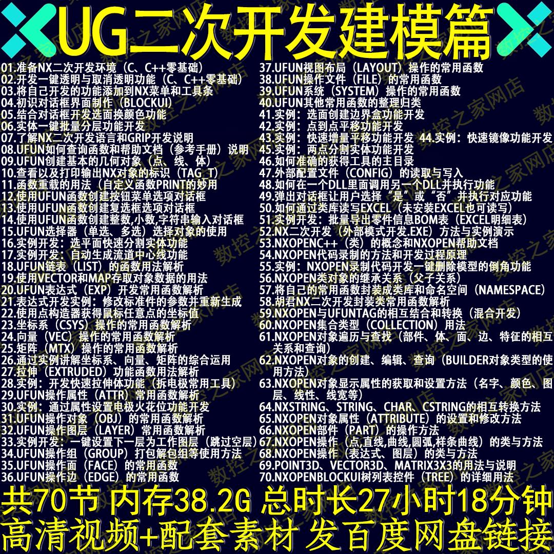 UG二次开发零基础到应用实例开发(建模篇)NX基础功能开发视频教程