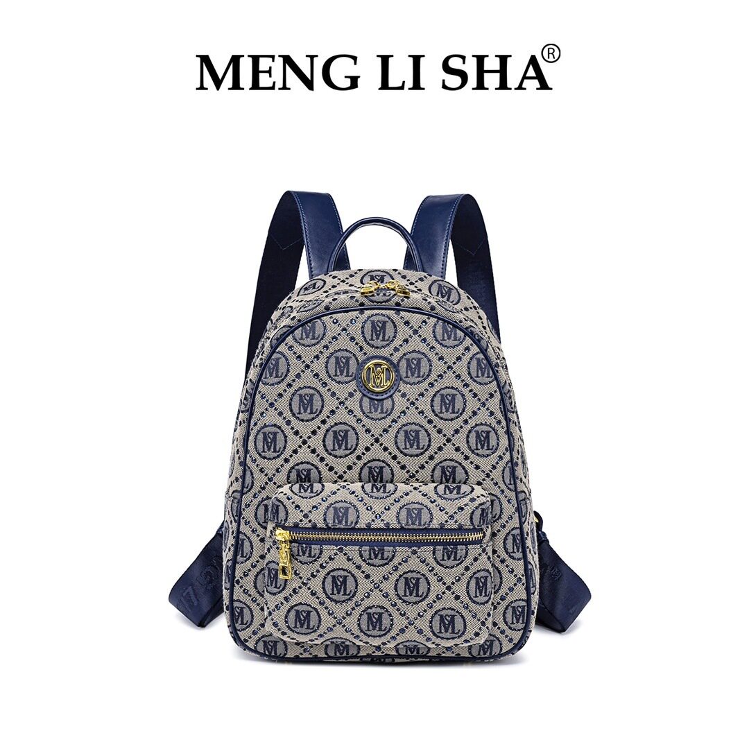 MENGLISHA梦丽莎新款韩版女士双肩包复古百搭高级提花星钻旅行包