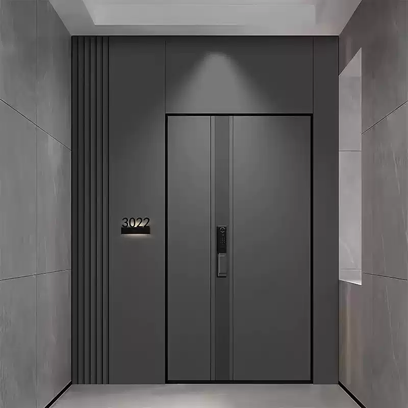 铸铝门城市入户门一门一景铸铝门单门子母门自建房大门防盗门定制