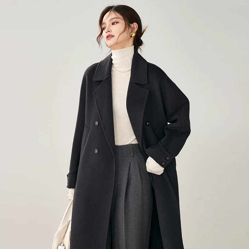 红色毛呢大衣女中长款本命年秋冬2024年新款高端西装领呢子外套