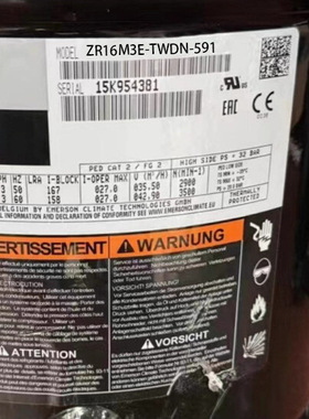 谷轮制冷压缩机 ZR16M3E-TWDN-591 ZR16M3-TWD-522 /561