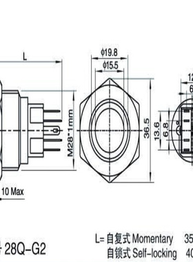 28mm不锈钢按钮开关天使眼LED红橙黄绿蓝白紫色G2/SLED灯效