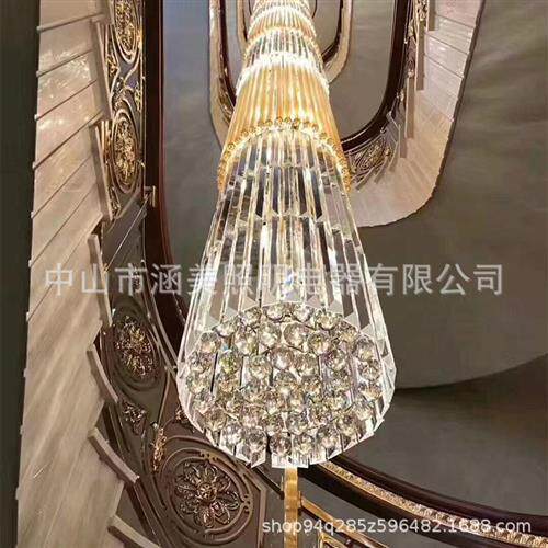 轻奢高档水晶楼梯灯酒店别墅楼梯间大吊灯厂家非标工程水晶灯