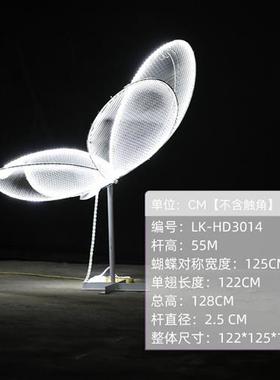 不锈钢镂空蝴蝶雕塑户外公园林草坪铁艺发光仿真镜面景观摆件装饰
