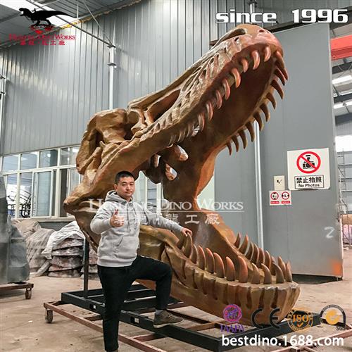 玻璃钢化石霸王龙头骨博物馆科技馆展览公司亲子乐园产品考古