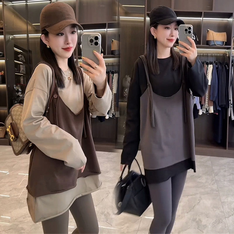 时尚套装女2025秋冬宽松t恤吊带