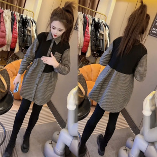 洋气收腰显瘦拼接设计感中长款 气质时尚 新款 裙女2024春季 条纹衬衫