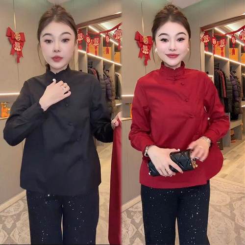 衬衫欧货设计感2024冬季洋气盘扣