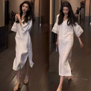 欧货气质超好看 慵懒风高级感宽松显瘦裙子潮 连衣裙女25夏季 短袖