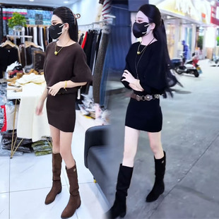 气质连衣裙女2026秋季新款气质显瘦收腰包臀裙洋气女人味中长裙潮