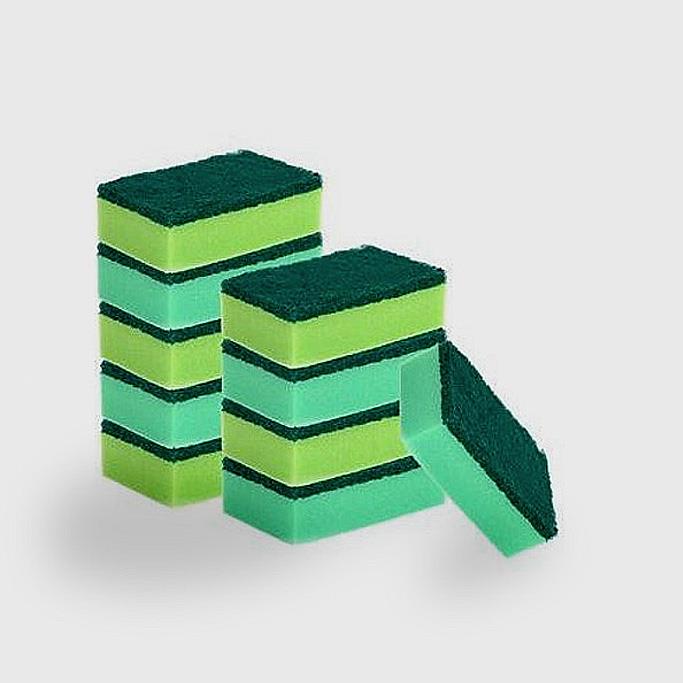 优质厨房家用含砂百洁布海绵日本km双面洗碗布刷锅洗碗抹布10个装