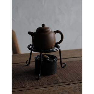 东际器物 纯手工铁锻打伍德架酒精炉支架铁壶茶道支架 环保油炉灯