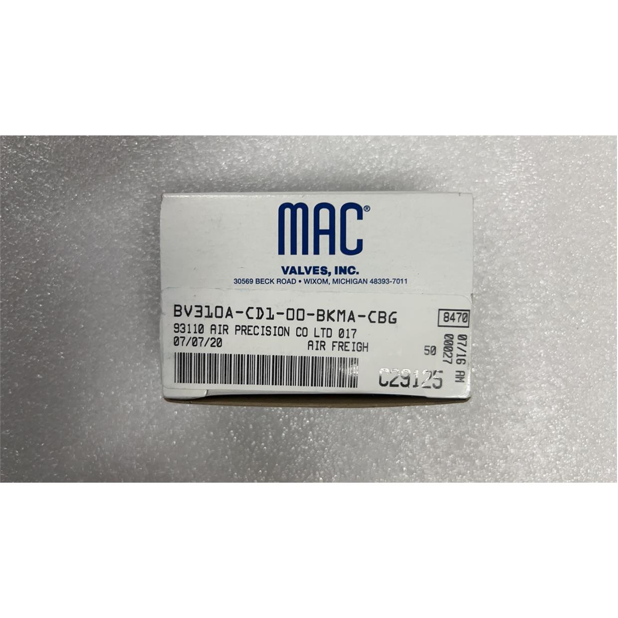 现货MAC电磁阀BV310A-CD1-00-BKMA-CBG全新原装真品DC24v秒发货