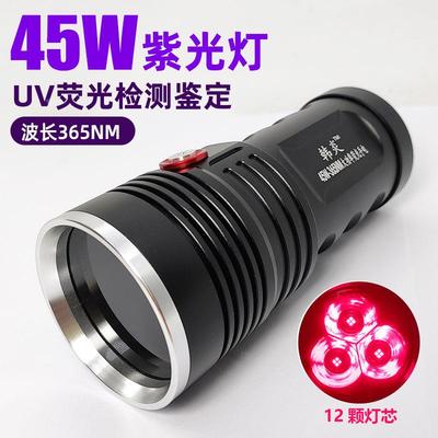 磁粉探伤手电UV黑镜油污荧光剂检测瓷器45W大功率黑光365nm紫光灯