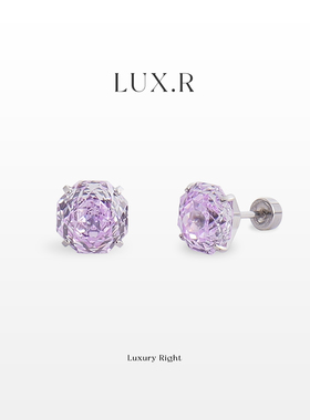 F136钛合金爆闪锆石千禧玫瑰耳骨钉紫色钛钢养耳洞耳蜗钉小众耳钉