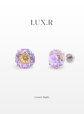 F136钛合金千禧玫瑰耳骨钉紫色渐变锆石钛钢养耳洞耳蜗钉小众耳钉