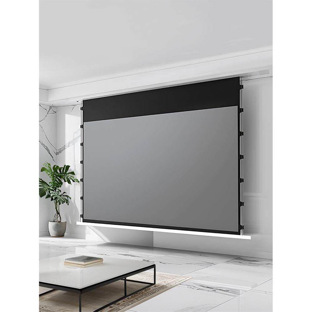 嵌入式电动投影幕布菲涅尔抗光拉线投影仪4k高清家用天花隐藏幕布