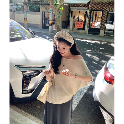 DaqianwithU 天丝亚麻针织马甲不规则上衣女薄款宽松短袖t恤