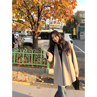 DaqianwithU 羊毛双面呢上衣外套女秋冬气质百搭加厚保暖呢子大衣