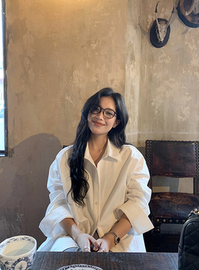 DaqianwithU 小众时髦通勤衬衣白重工拼接时尚长袖衬衫女