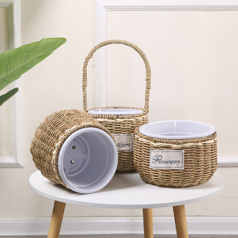创意手工田园草编藤编柳编绿萝多肉吊兰花盆花篮花瓶家居装饰包邮,家居饰品,花篮,淘宝优惠券,粉丝福利购,淘宝优惠卷