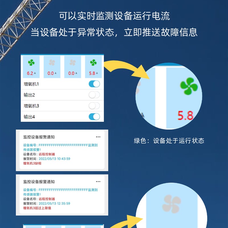 4G远程手机遥控开关38s0V三相5千瓦增氧机控制器电流监测水泵开关