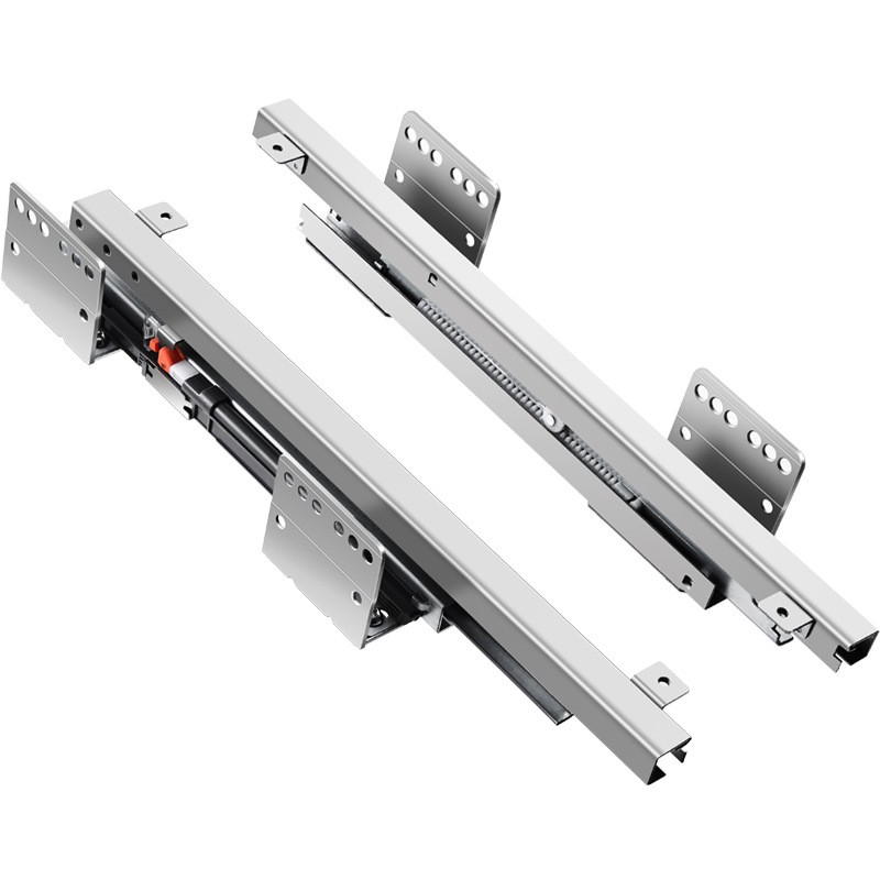 尔沫抽屉轨道滑轨厨房橱柜u三节加厚静音拉篮阻尼侧装托底导轨滑