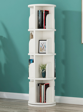 实木旋转书架白色简易家用儿童绘本架落地置物架360X度落地小书柜