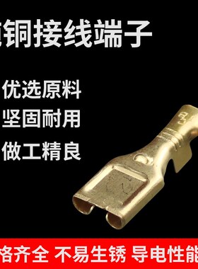 DJ625-7.8X0.8B/C汽车接插件连接器铜端子 接线 7.8mm插簧100只