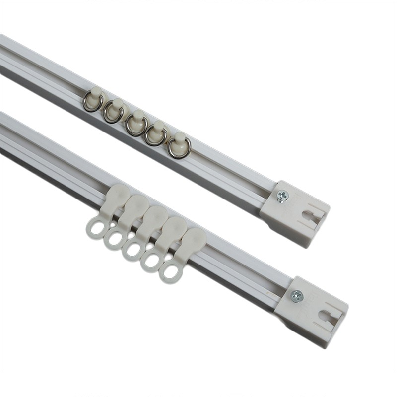 窗帘轨道免打孔滑轨侧装顶装弯轨静音超薄导轨Q窗帘配件杆粘轨滑