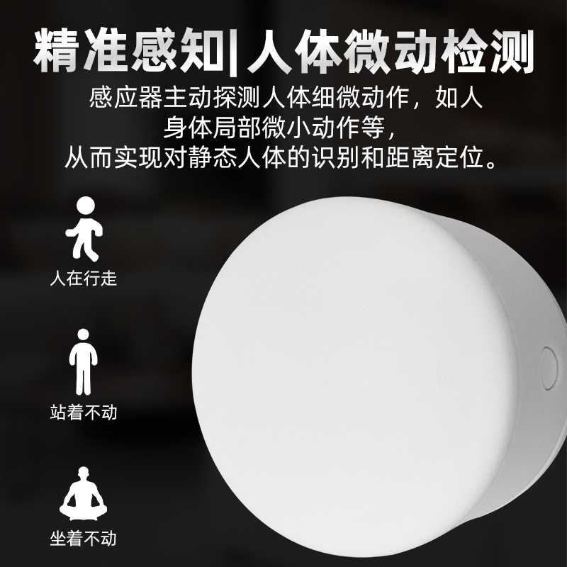 24GHz毫f米波人体存在感应器开关明装人走灯灭微波智能雷达传感器