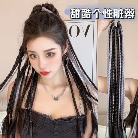 跨境脏辫假发马尾彩色渐变假辫子