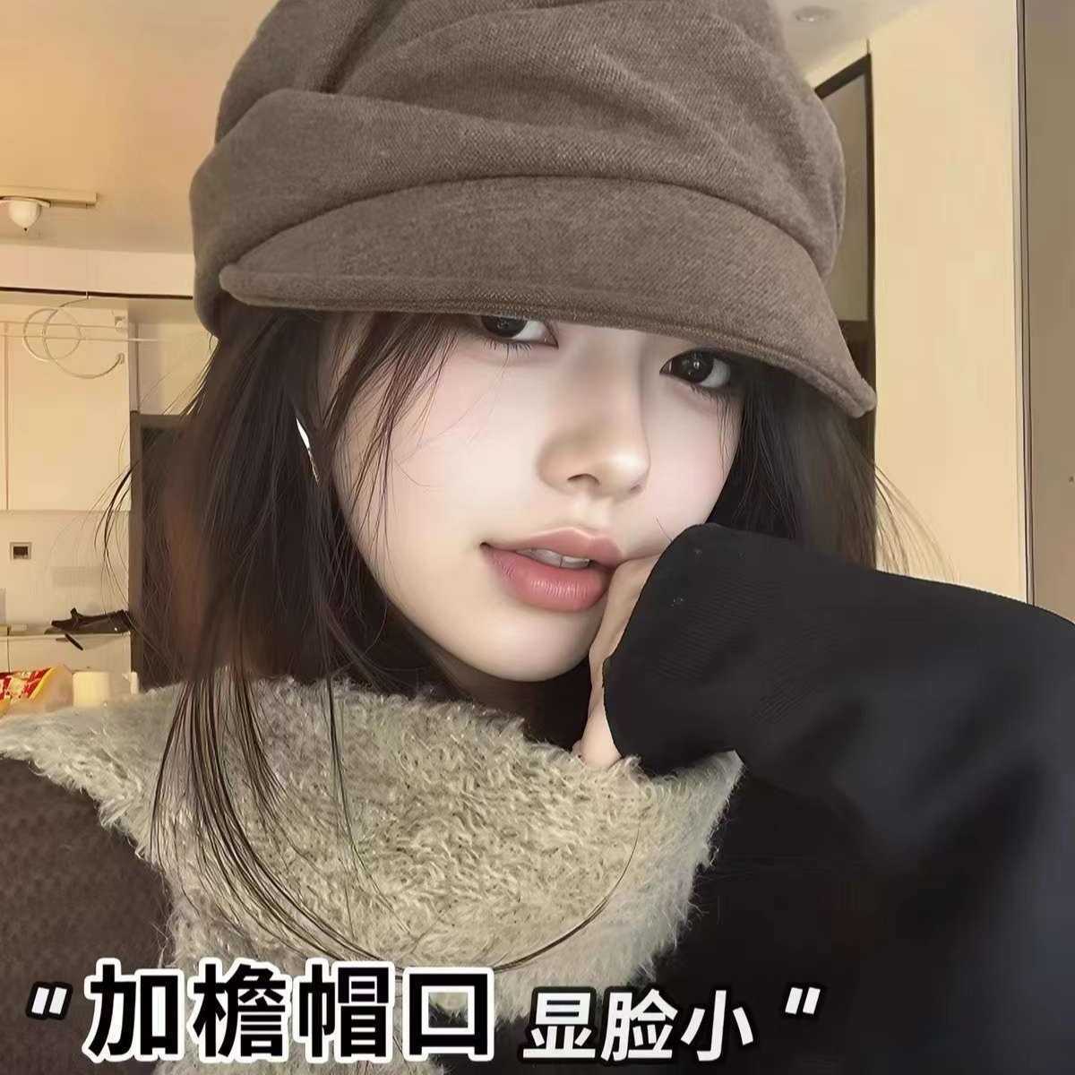日系山本风复古褶皱马术鸭舌帽子