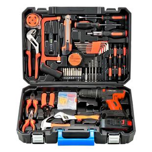 大全锂电钻多功能工具箱全套 福瑞德日常家用维修手电钻工具套装