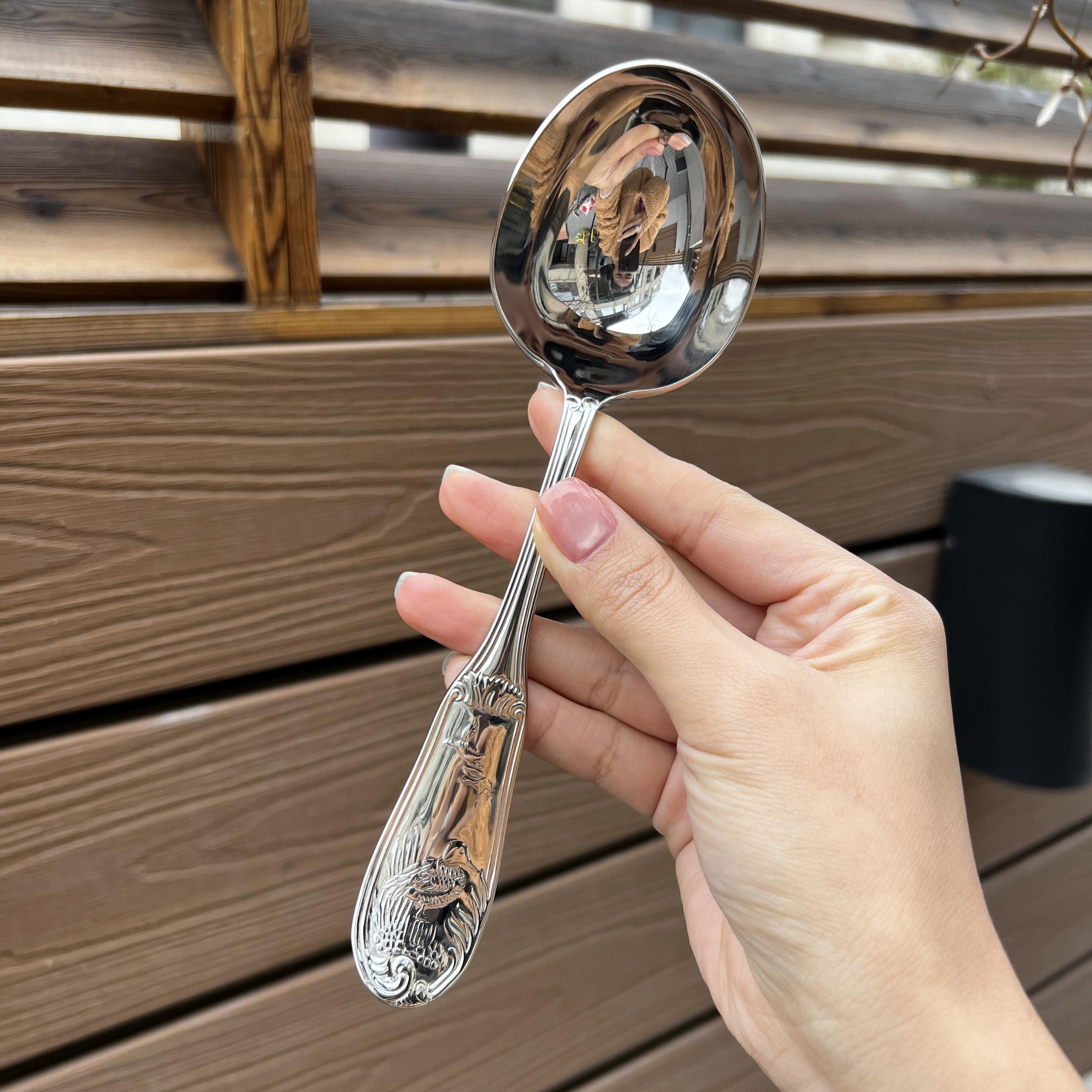 专业粥勺！非常有用的汤勺！18-10不锈钢深汤勺粉勺圆头勺