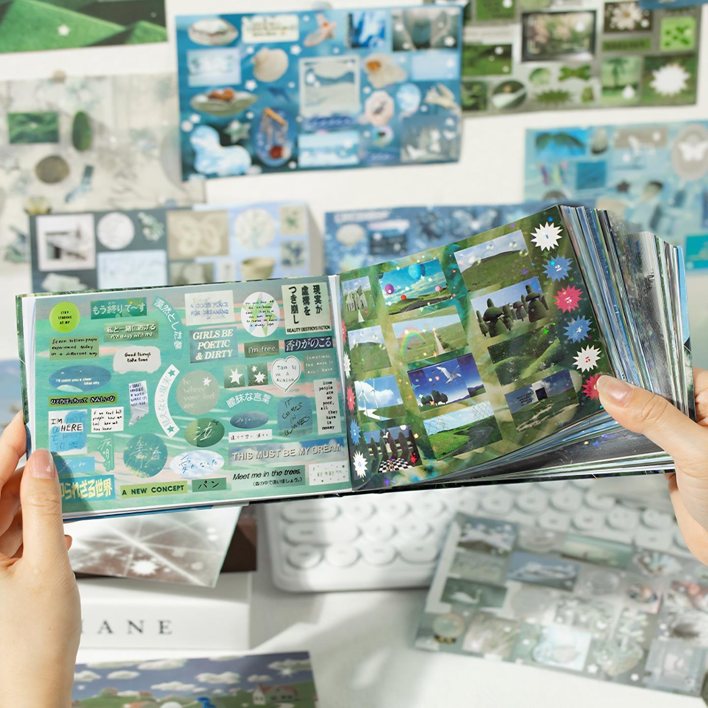 72张语闲 浅梦之境切膜贴纸书日系古早昭和漫画 画手账ins素材贴