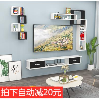 创意简约格子免打孔装饰置物架隔板层架电视背景隔板墙壁挂架