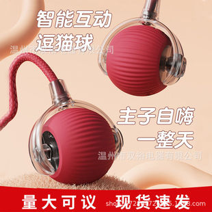 跨境耐咬自動逗貓球貓咪玩具球自嗨解悶神器帶繩寵物用品跳跳球