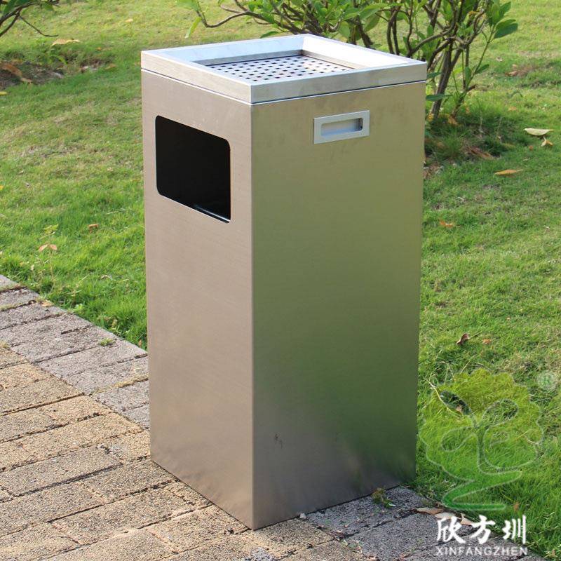 室内商用简约风格方形不锈钢单筒果皮箱大堂电梯口环卫金属垃圾桶