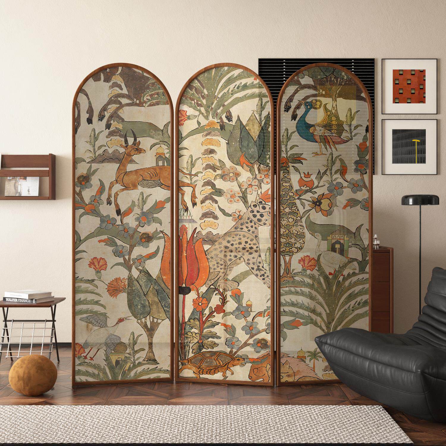 美式实木复古轻奢现代屏风隔断客厅家用民宿入户玄关遮挡移动折屏