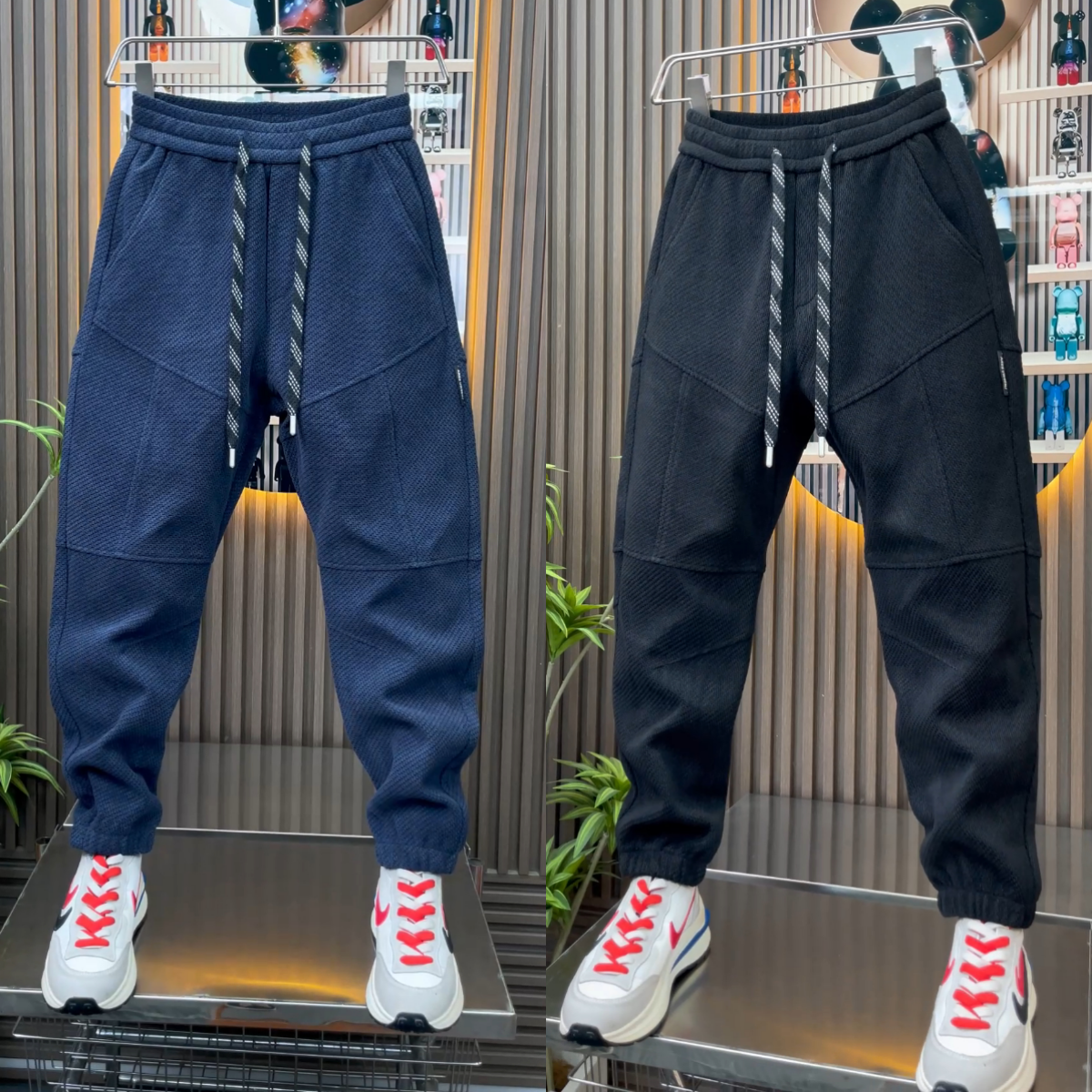 【高品质】男士长裤子冬季休闲裤加厚加绒防寒保暖户外运动束脚裤